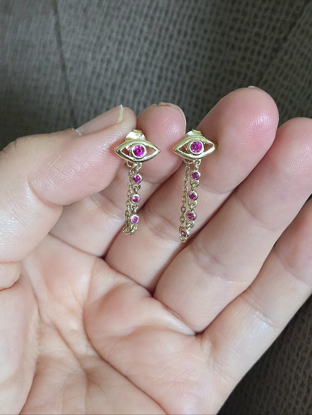 Mia Sarine Pink💕 Topaz Evil😈 Eye👁 Earrings